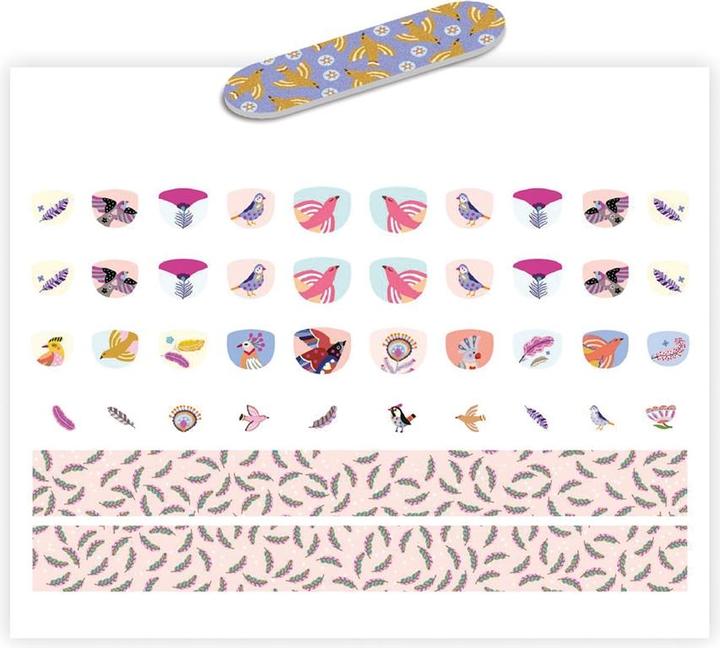 Djeco Adesivi per unghie con piume (Decorazione unghie, Multicolore)