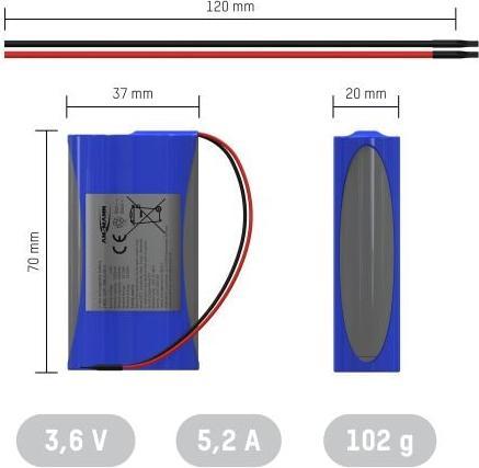 Produktbild Ansmann 2S1P Akkupack 2x 18650 Kabel Li-Ion 7.2V 2600mAh Akkupack 2x Li-Ion 7. (7.20 V, 2600 mAh)