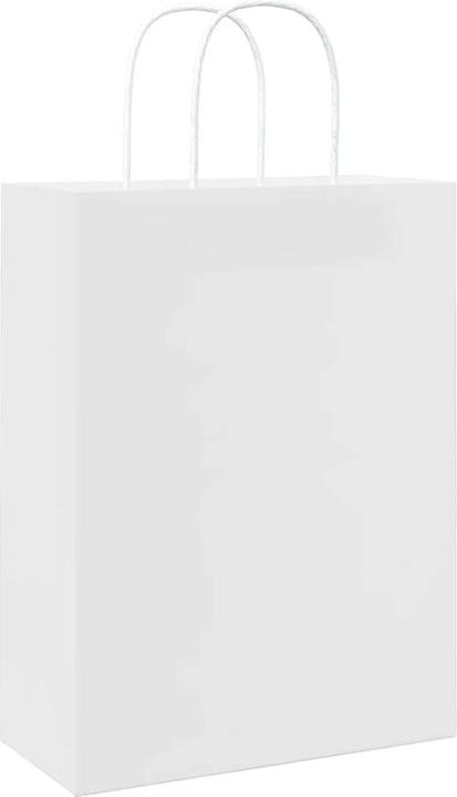 Immagine prodotto VidaXL Sacchetti di carta kraft 250 pezzi con manico bianco 26x12x35 cm (Borsa da regalo, 250 x)