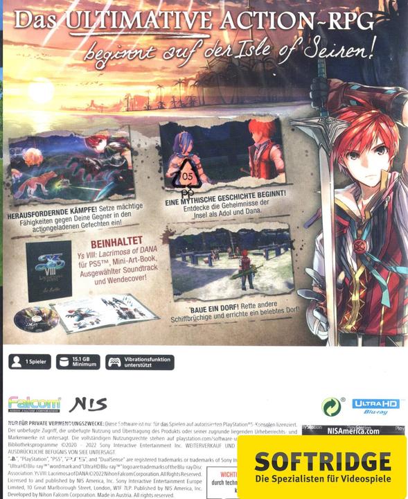 Image du produit NIS Ys VIII : Lacrimosa of DANA - Édition Deluxe (PS5) (PS5, DE)