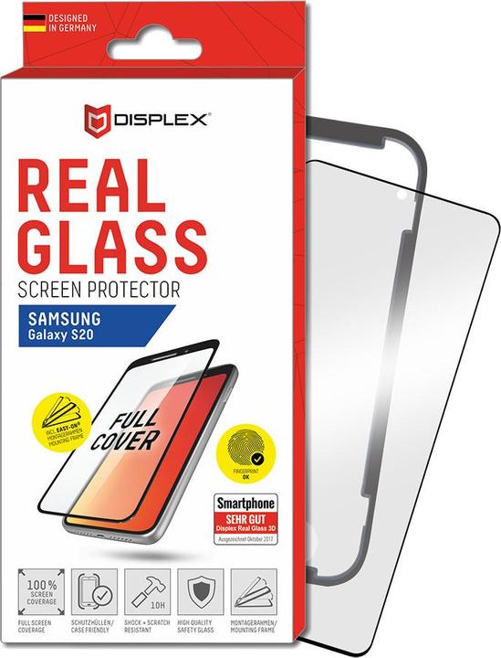 Displex Real Glass, Full Cover Panzerglas (1 Stück, Samsung Galaxy S20+)