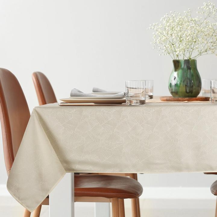 Actual product image Eurofirany ISLA tablecloth with banana leaf jacquard pattern, 140 x 260 cm (140 x 260 cm)
