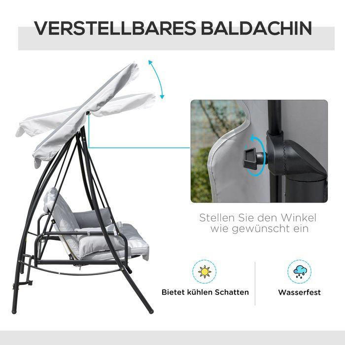 Produktbild Swisshandel24 Hollywoodschaukel Gartenschaukel Schaukel Schaukelbank mit Liege-Funktion, 3 Sitzer, Metall+Polyeste