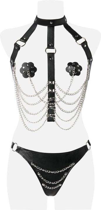 Actual product image Grey Velvet 3-piece chain harness set (XS, S)