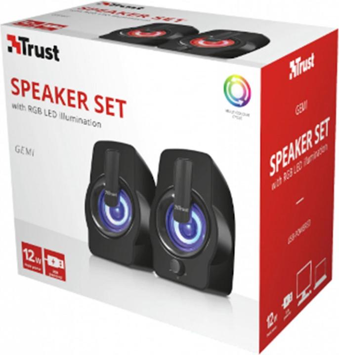Image du produit Trust Haut-parleur|Gemi RGB|PMPO 12 Watts|1xEntrée audio|Noir|22948