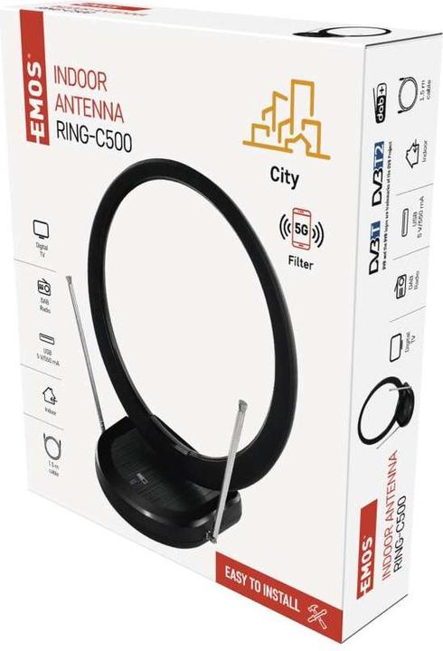 Productafbeelding Emos Binnenantenne CITY RING-C500, DVB-T2, DAB, LTE/4G/5G Filter (Binnenantenne, DVB-T / -T2)