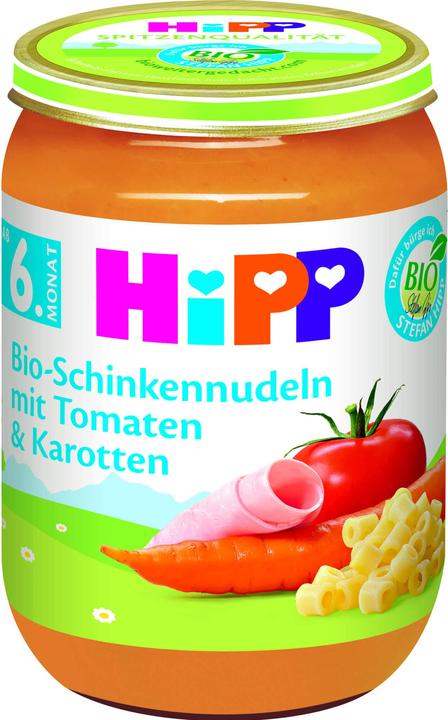 Actual product image Hipp Baby Menü Organic Ham Noodles with Tomatoes & Carrots from 6 months old (190 g)