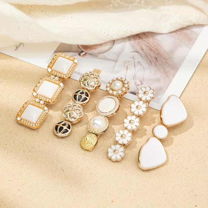 Actual product image Activity Board 5pcs Elegante Haar Seite Clips Faux Perle Dekorative Haar Pony Clips Strass Pony Clips Trendy (5 pcs.)
