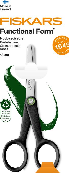 Produktbild Fiskars Hobbyschere Recycling 13cm 1074542 schwarz, Rechts- + Linkshänder (13 cm)