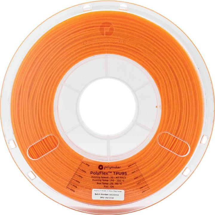 Produktbild Polymaker PD01006 PolyFlex TPU-95A Filament TPU flexibel 1.75 mm 750 g Orange 1 (TPU, 1.75 mm, 750 g, Orange)