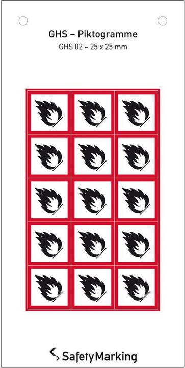 Actual product image SafetyMarking GHS hazard pictogram Symbol 02 Flame 2.