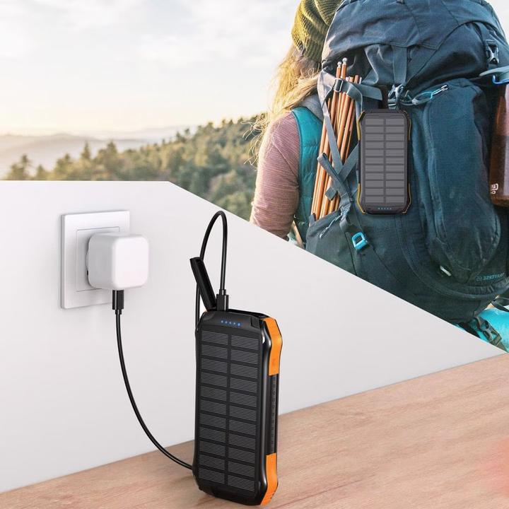 Produktbild Choetech Solar powerbank with inductive charging 10000mAh Qi 5W orange (B659) (10000 mAh, 10.50 W, 37 Wh)