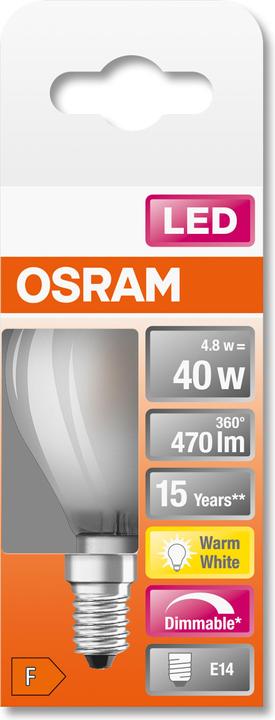 Produktbild Osram Led Retrofit Classic P (E14, 4.80 W, 470 lm, 6 x, F)