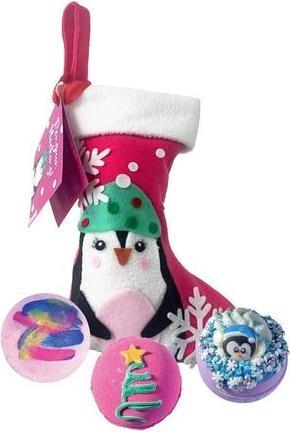 Actual product image Bomb Cosmetics Penguin Stocking Christmas Handmade Bath Bombs (Bath truffles)