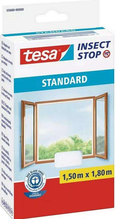 tesa 2x Insektenschutz STANDARD für Fenster, mit Klettband, ohne Bohren (150 x 180 cm)
