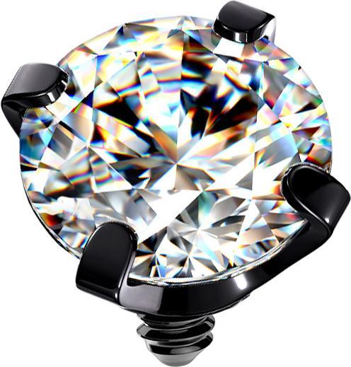 Star Piercing Dermal Anchor schwarz Kristall silber gefasst (Chirurgenstahl 316L, ohne Messing)