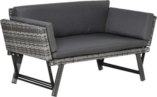 Produktbild Swisshandel24 Polyrattan Gartensofa 2 Sitzer Gartenmöbel Loungesofa Gartenbank Gartenliege klappbar Armlehnen Stah