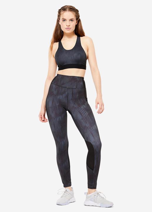 Produktbild Domyos Leggings Damen mit Smartphonetasche - FTI 120 grau/schwarz bedruckt (W30/L31)