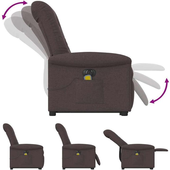 Produktbild VidaXL Elektrischer Massagesessel mit Aufstehhilfe Dunkelbraun Stoff