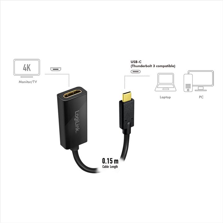 Produktbild LogiLink USB 3.2 Grafikadapter, USB-C (0.15 m, HDMI)