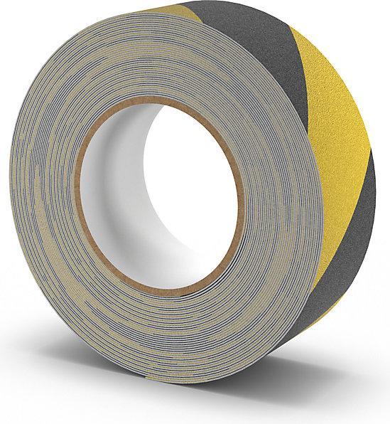Actual product image Ampere Floor marking tape, anti-slip, width 50 mm, yellow/black. (50 mm)