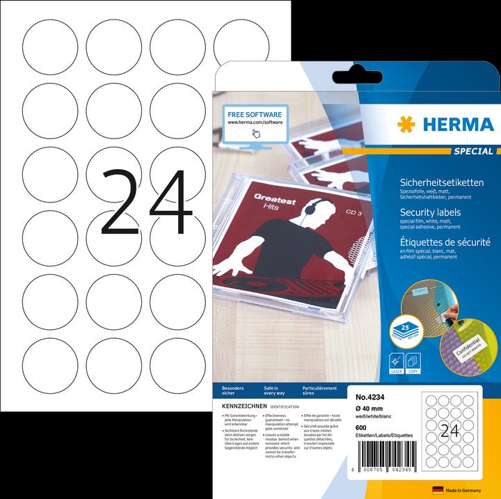 Actual product image HERMA A4 security labels