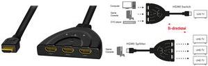 Image du produit LogiLink HD0040 HDMI Splitter 1x3/3x1 port, 4K/30 Hz, CEC,bidirect, pigtail