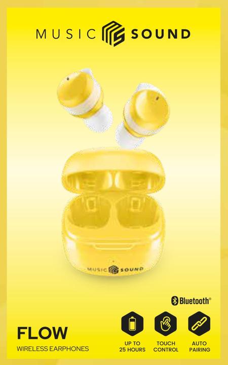 Image du produit Music Sound Cellularline Music & Sound Ecouteurs Bluetooth FLOW Jaune (pas de réduction du bruit, 25 h, Sans fil)