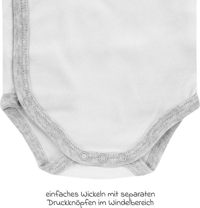 Immagine prodotto Jacky Baby Body avvolgente a manica lunga 3 pezzi - grigio melange, body per bambini a righe e body avvolgenti (62, 68)