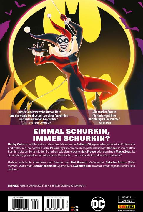 Actual product image Panini Harley Quinn (German, Riccardo Fedrici, Marcial Toledano Vargas, Dani, Grace Ellis, Gretchen Felker-Martin, Hannah Templer, Sweeney Boo, Alexis Quasarano, Tini Howard, Joanne Starer, Brandt & Stein, Erica Henderson, Natacha Bustos, 2025)