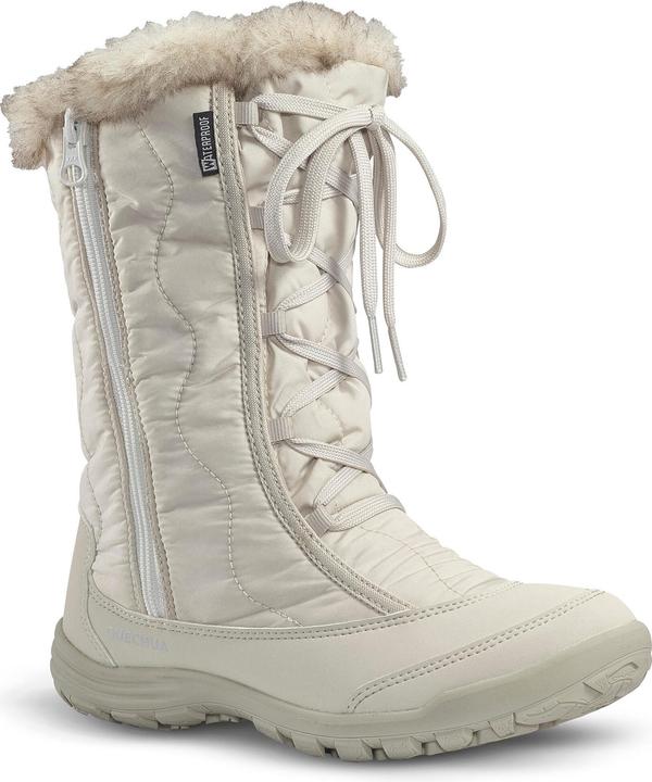 Quechua Girls’ warm & waterproof snow hiking boots, UK Jnr size 11-5, SH500 Zip - White