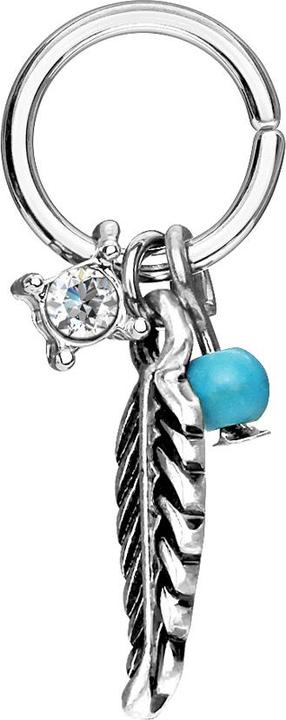 Produktbild Star Piercing Micro Piercing Ring silber mit Kristallanhänger und Feder silber (Messing, Chirurgenstahl 316L)