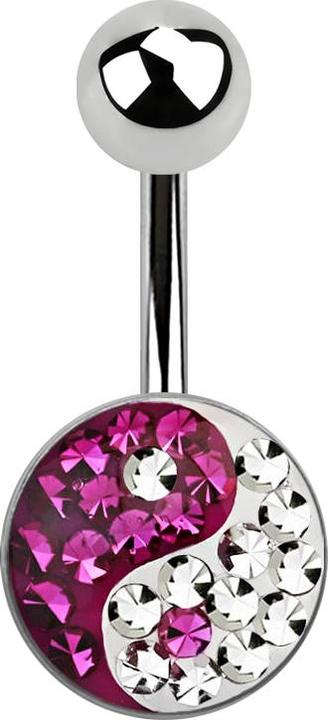 Produktbild Star Piercing Banane silber mit Yin Yang fuchsia (ohne Messing, Chirurgenstahl 316L)