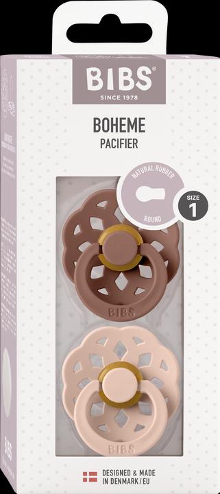 Produktbild Bibs Bohème Latex Schnuller (Grösse 1, 0-6 Monate), Woodchuck & Blush (2 x, bis 6 Monate)