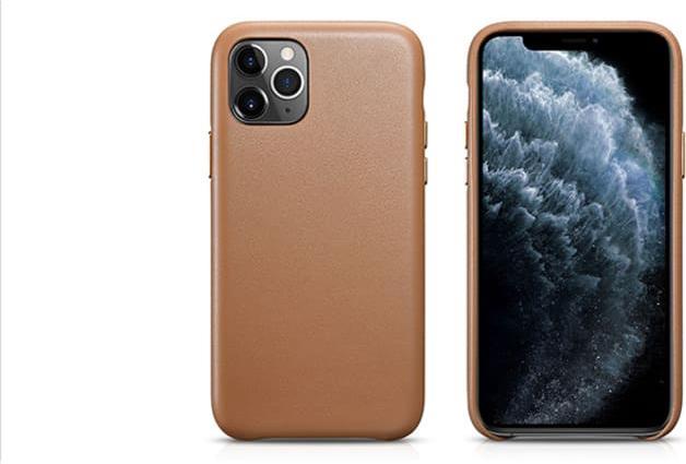 Actual product image iCarer iPhone 11 Pro Max - Leather Light Brown Back Cover (Apple iPhone 11 Pro Max)