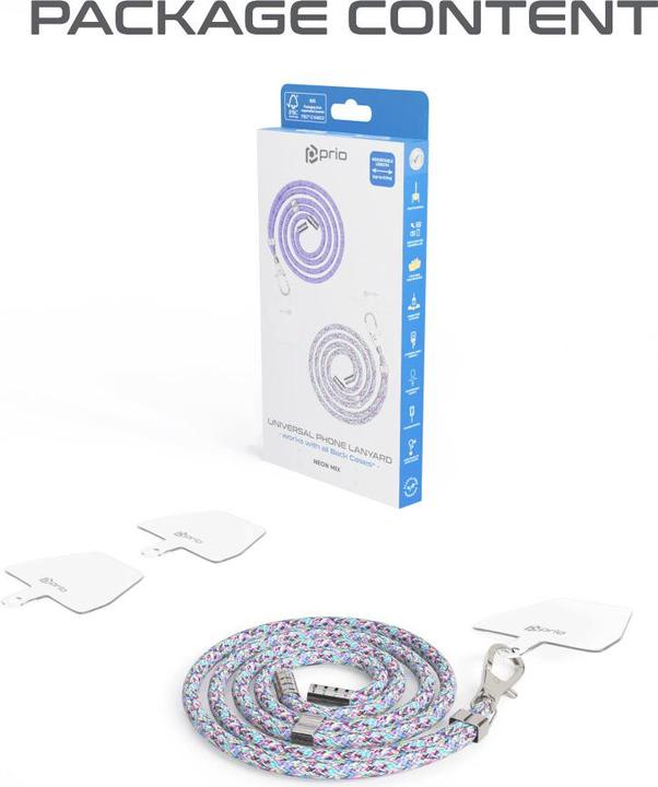 Produktbild prio Universelles Handy-Umhängeband 0.7m neon mix