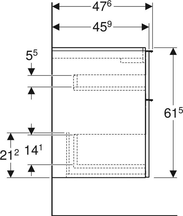 Produktbild Geberit iCon Unterschrank für Waschtisch, 2 Schubladen, 88,8x61,5x47,6 cm, 502305 (89 x 47.5 x 61.5 cm)