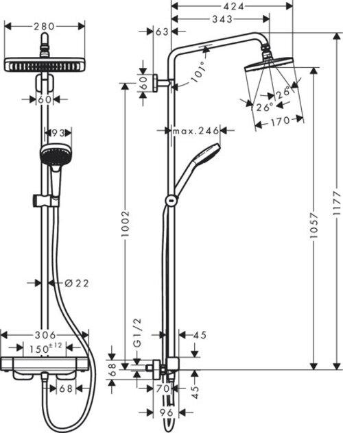 Produktbild hansgrohe Showerpipe CROMA E 280 1jet