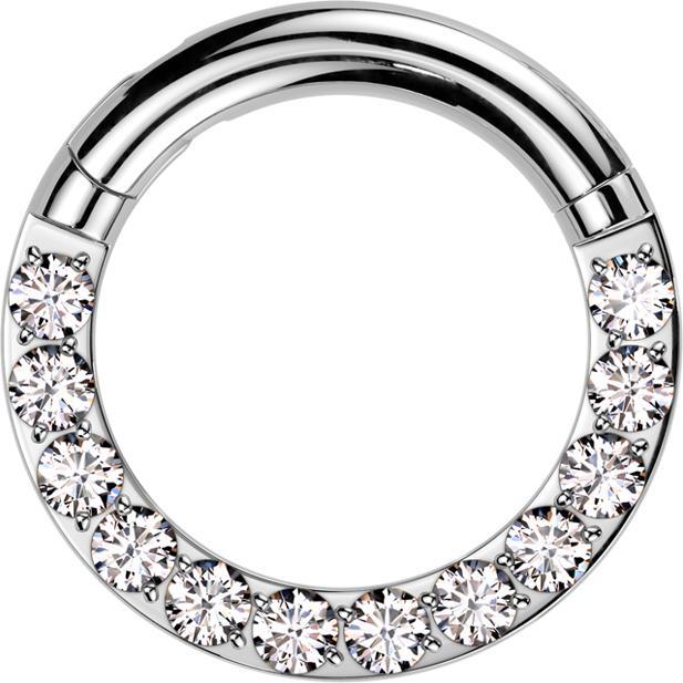 Image du produit Star Piercing Segmentring klappbar silber front Kristalle silber (sans laiton, Titane G23)