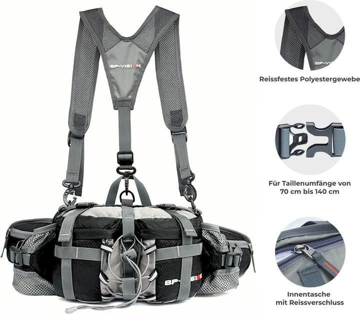 Immagine prodotto Hermex Bauchtasche mit Schultergurten Umhängetasche Schultertasche Hüfttasche