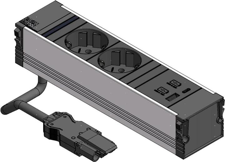 Actual product image Bachmann CONI module rack 3-fold 2x socket 1x USB charger A/C (912.233) (2 x, CEE 7/3, 0.20 m)
