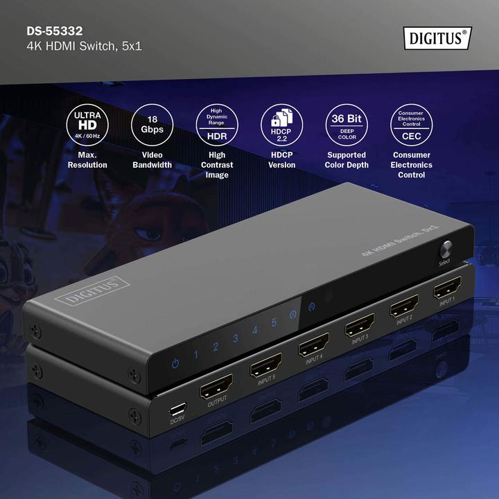 Produktbild Digitus 4K HDMI Switch, 5x1