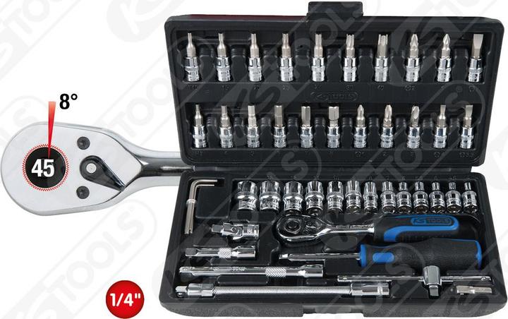 Produktbild KS Tools 1/4" CHROMEplus Steckschlüssel-Satz (14 mm, 12 mm, 13 mm, 10  mm, 11 mm, 8 mm, 9 mm, 5 mm, 4 mm, 7 mm, 6 mm, 3 mm)