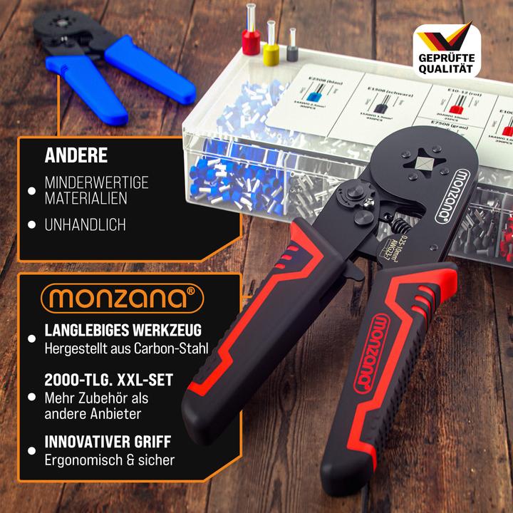 Produktbild Monzana Crimpzange + Aderendhülsen Set (55 mm)