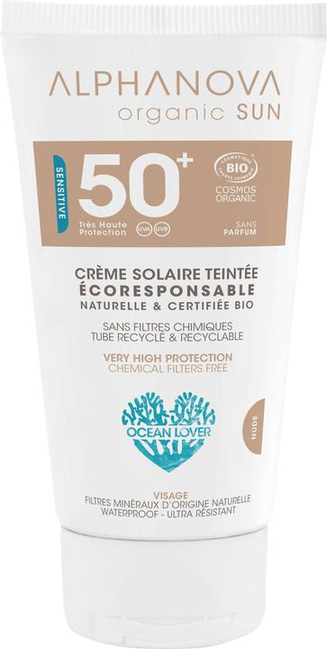 Alphanova SUN Creme Bio leicht getönt hypoallergen SPF50+ ohne Parfum 50 g (Sonnencreme, SPF 50+, 50 g)