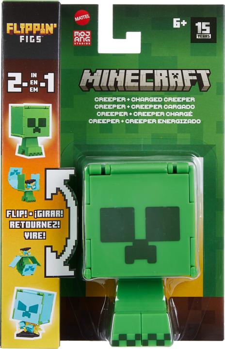Actual product image Minecraft Flippin' Figure Creeper + Charged Creeper