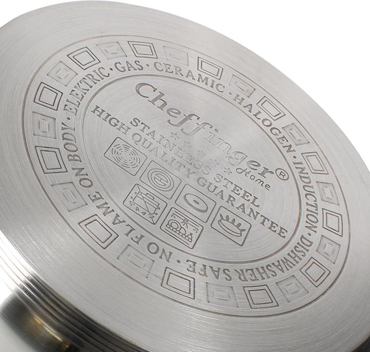 Produktbild Cheffinger Kochtopf 32 cm mit Deckel aus Edelstahl (32 cm, Kochtopf, Edelstahl)