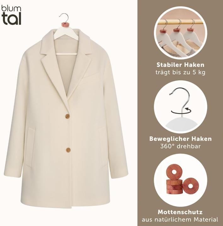 Produktbild Blumtal 20er-Set Kleiderbügel + Zedernholz Mottenschutz (20 x)