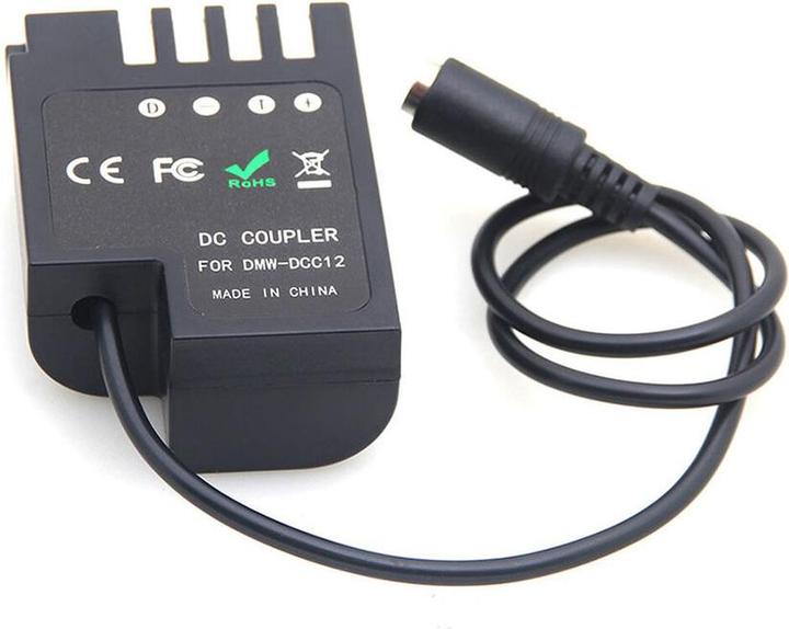 Produktbild Caruba Panasonic DMW DCC12 Volldecodierung Dummy Batterie (gerades Kabel) (Kamera Akku)