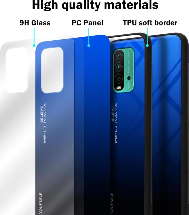 Productafbeelding Cadorabo TPU 2 Kleuren Glazen Hoesje (Xiaomi Redmi 9T, Xiaomi Poco M3)